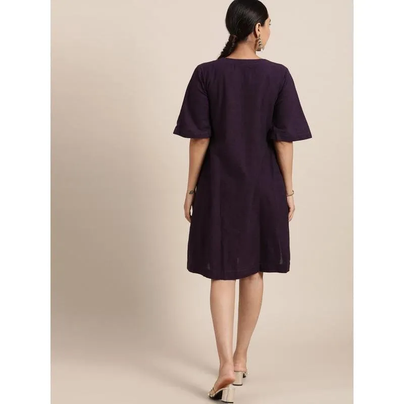 Dark Purple block print Dress