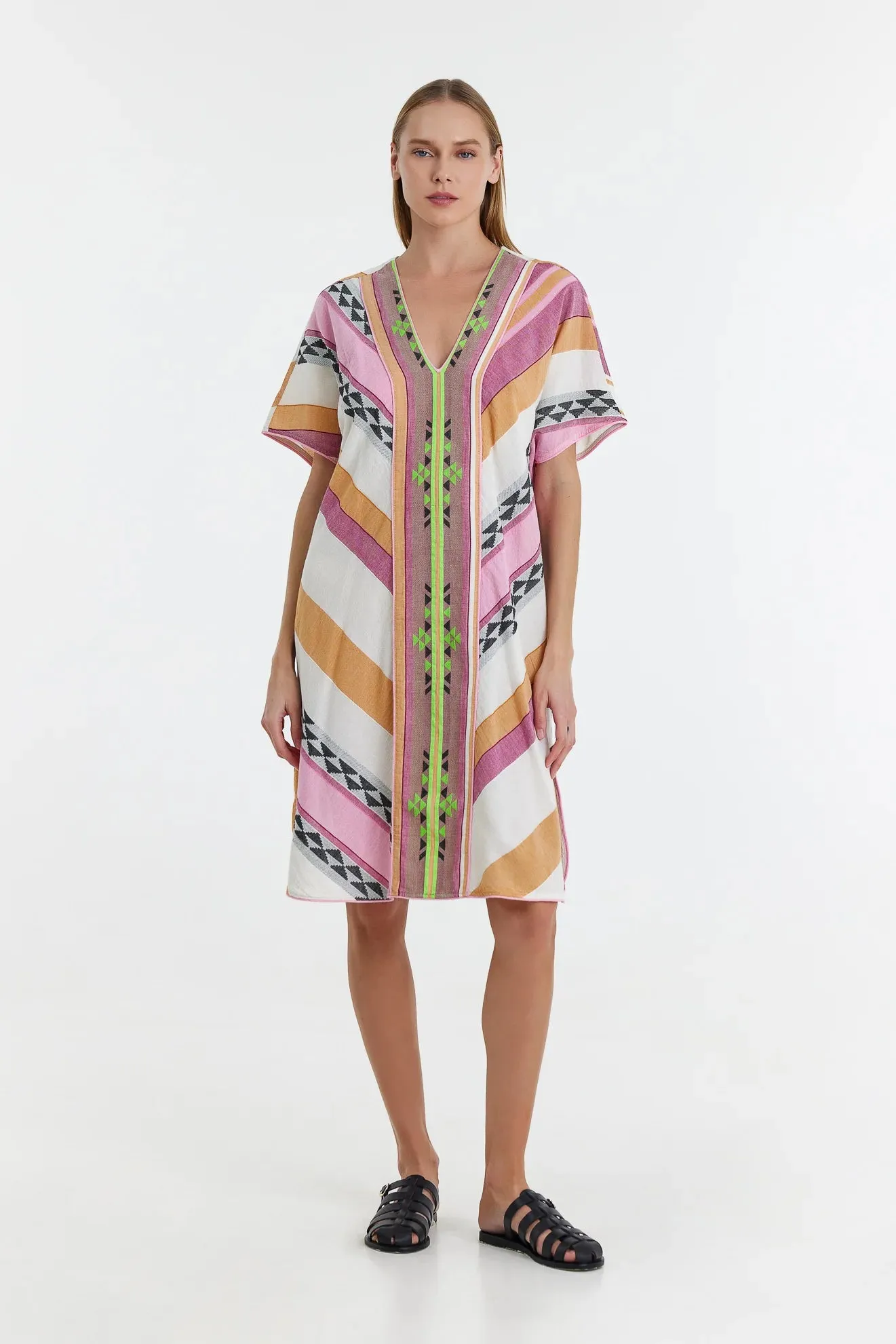 Devotion Twins Augoustina Midi Dress in Pink/Green