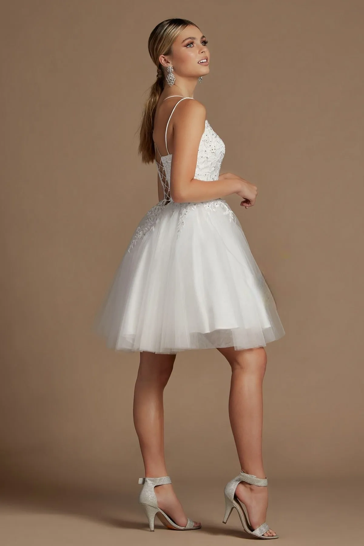 Embroidered Babydoll Corset Short Dress for Homecoming & Cocktail