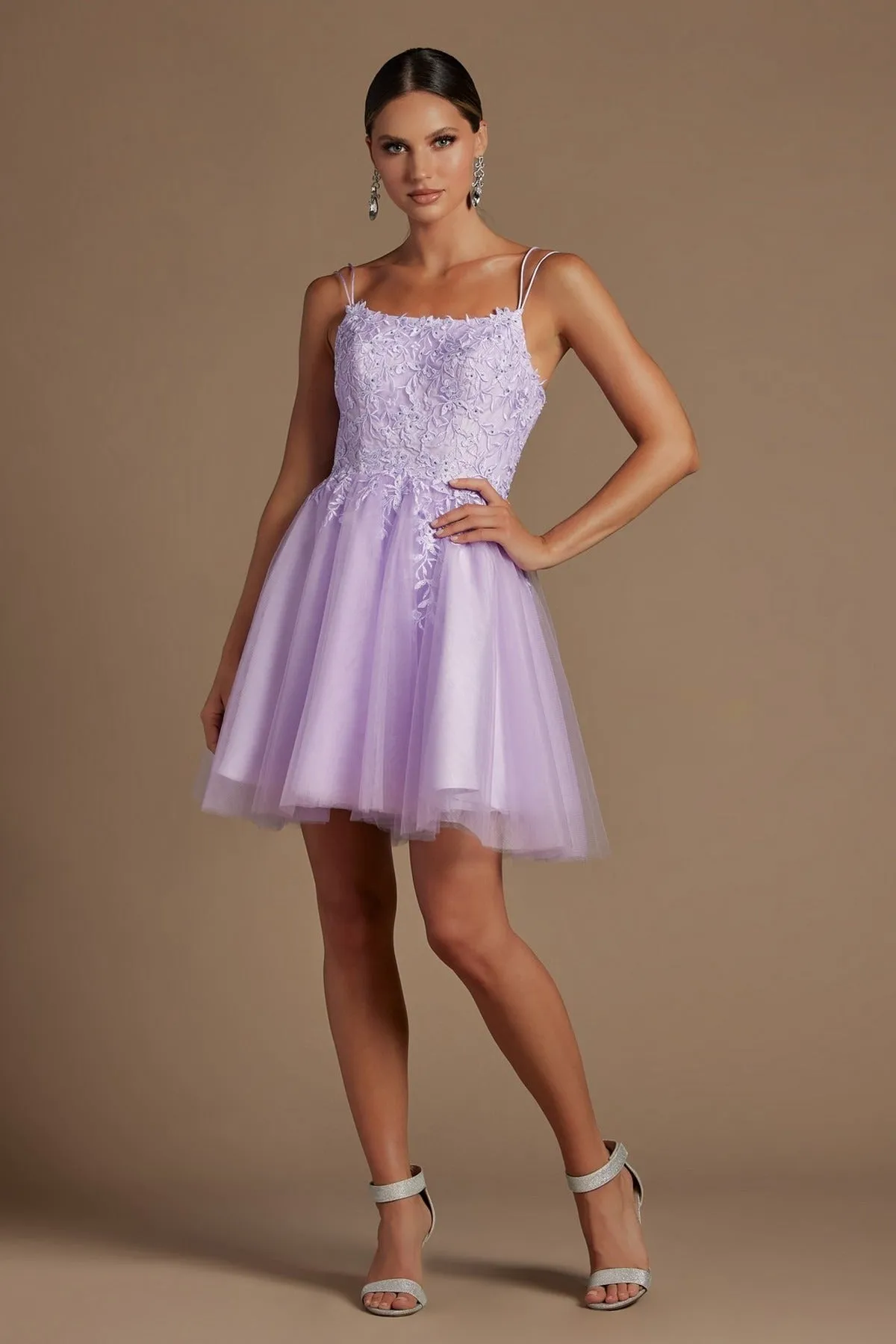 Embroidered Babydoll Corset Short Dress for Homecoming & Cocktail