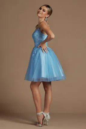 Embroidered Babydoll Corset Short Dress for Homecoming & Cocktail