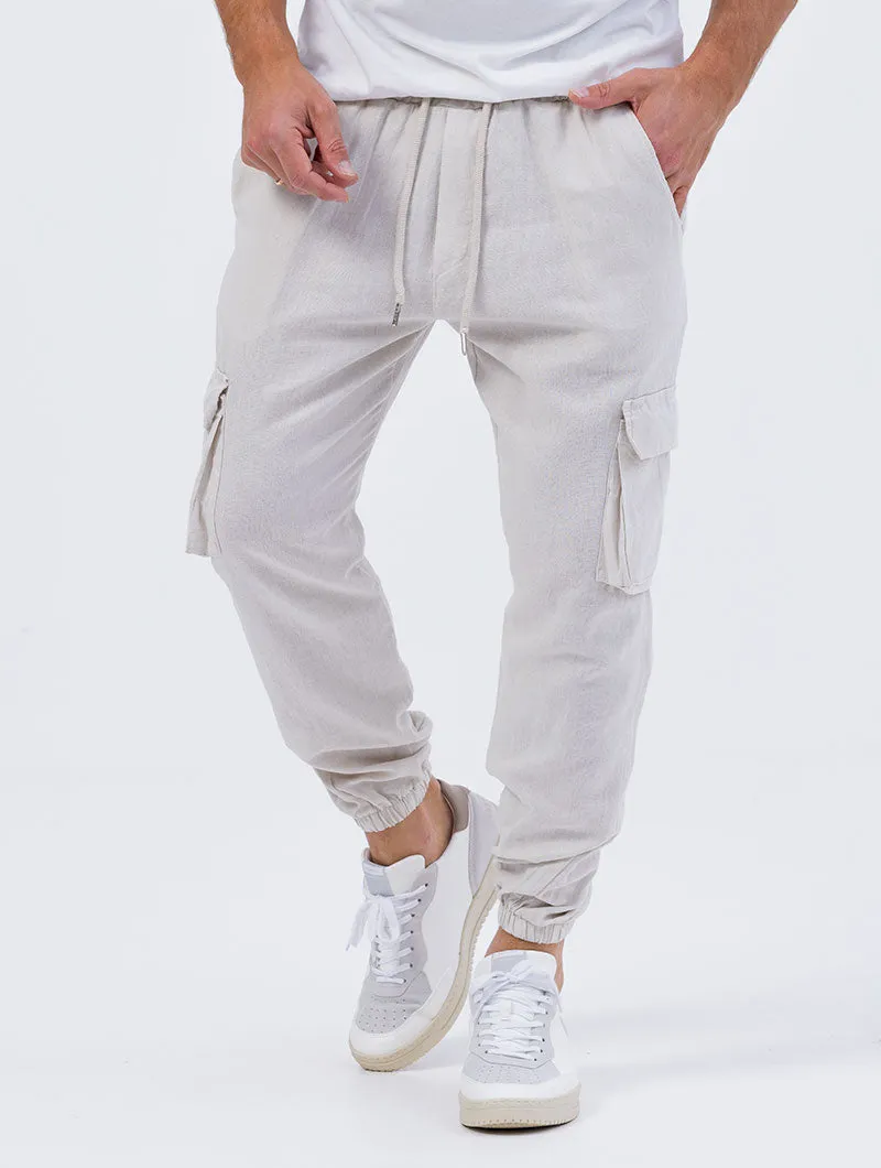 EZRA CARGO PANTS IN BEIGE