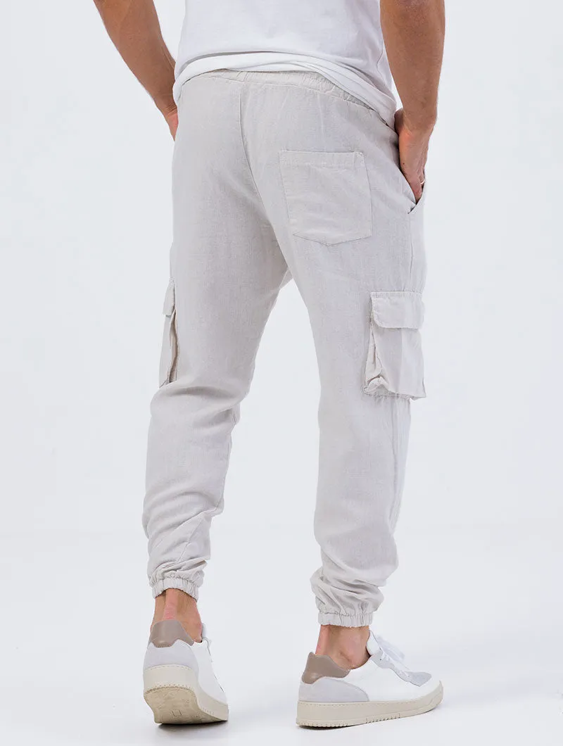 EZRA CARGO PANTS IN BEIGE