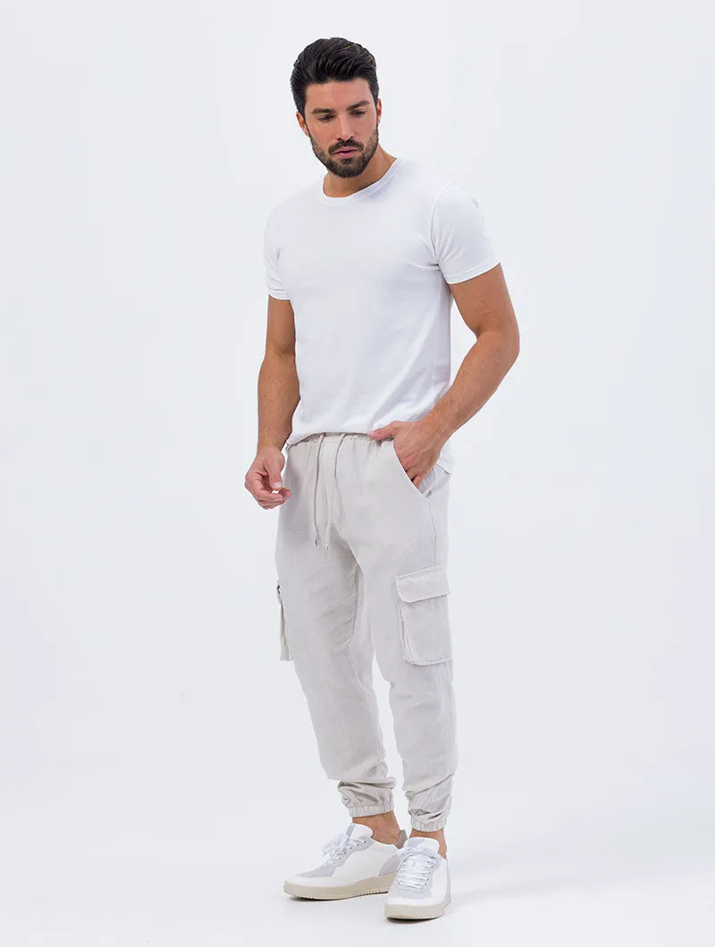 EZRA CARGO PANTS IN BEIGE