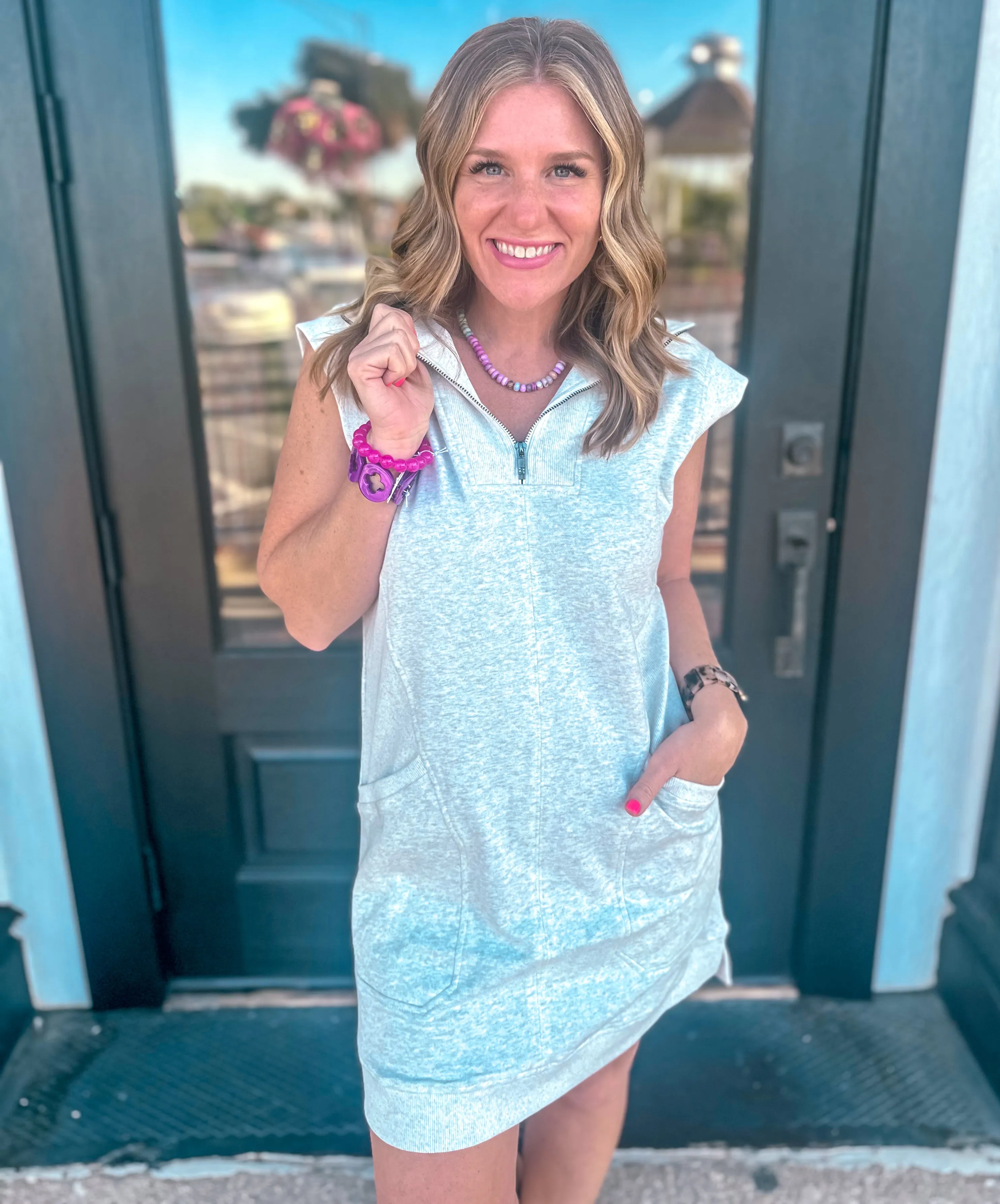 Fall Into Me Mini Dress - Light Grey