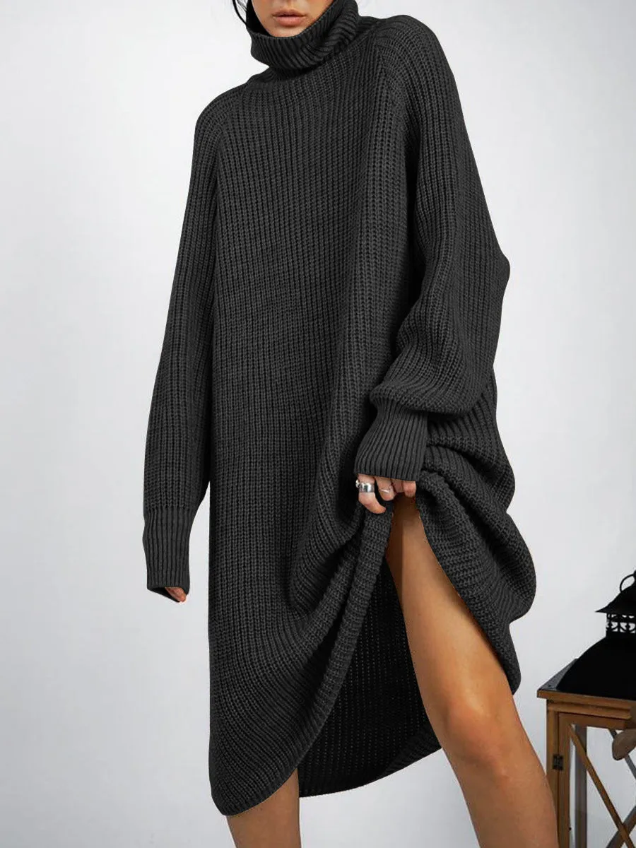 Fashion Mid-Length Turtleneck Sweater Dress