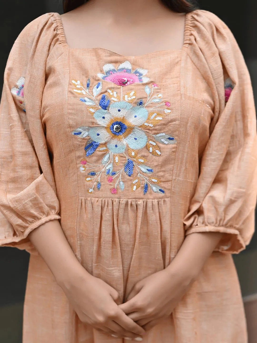 Fawn Embroidred Short Dress