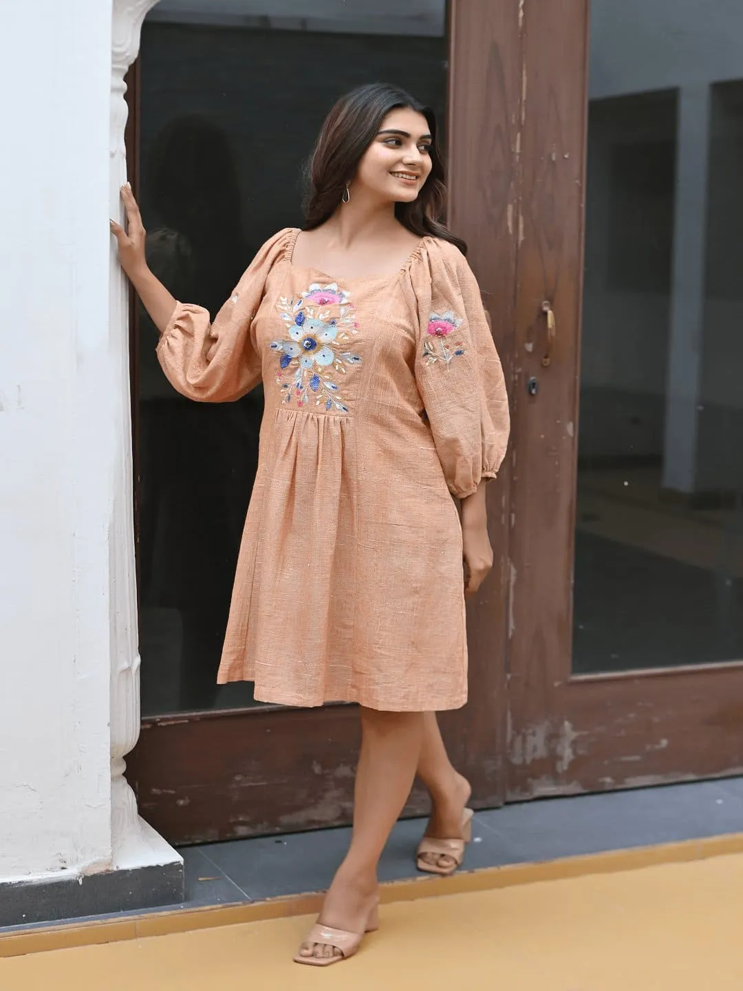 Fawn Embroidred Short Dress