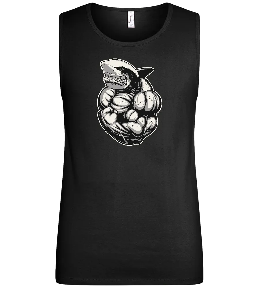 Flexing Shark Design - Basic men's tank top