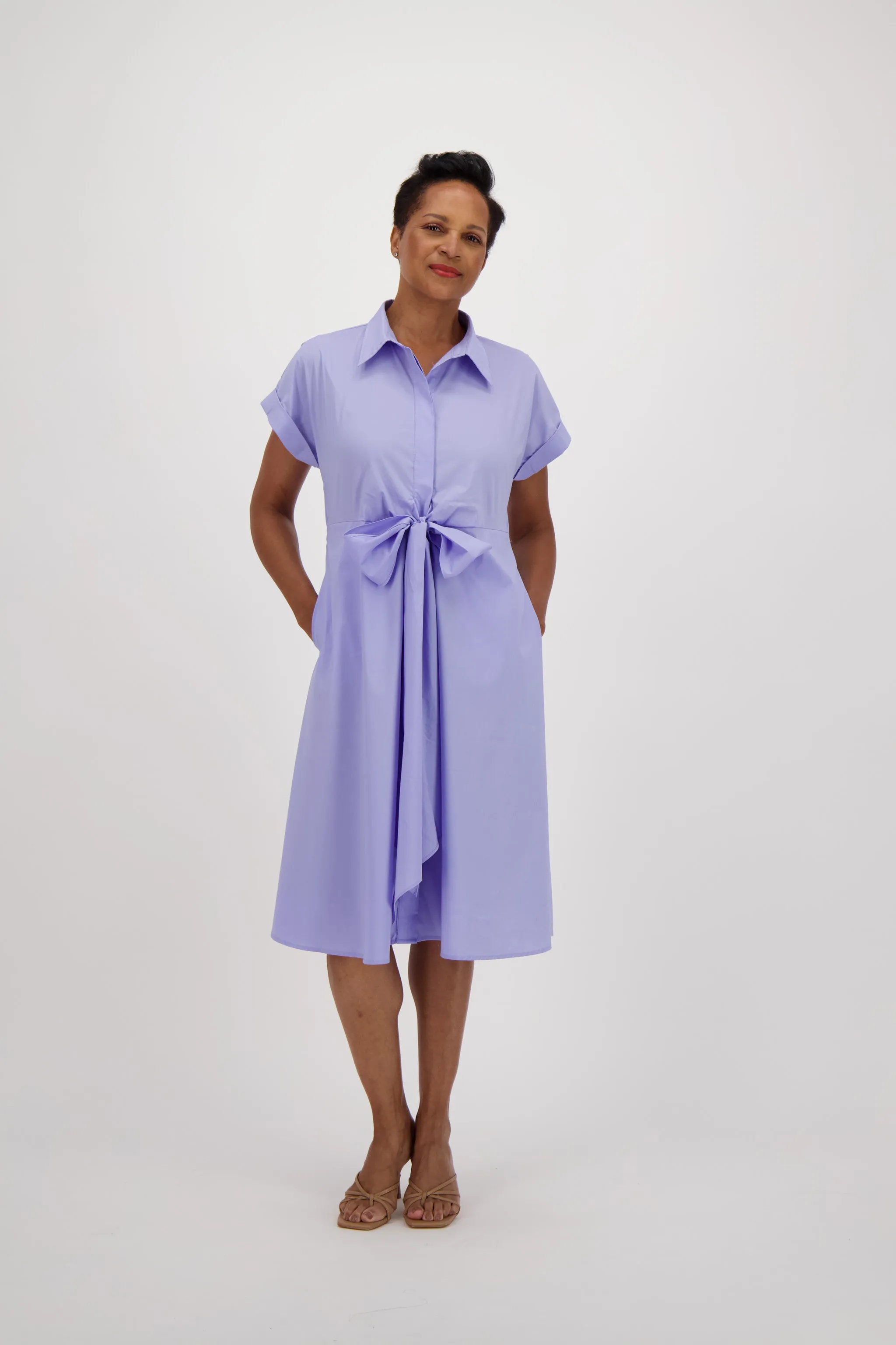 Front Tie-Up Shift Dress