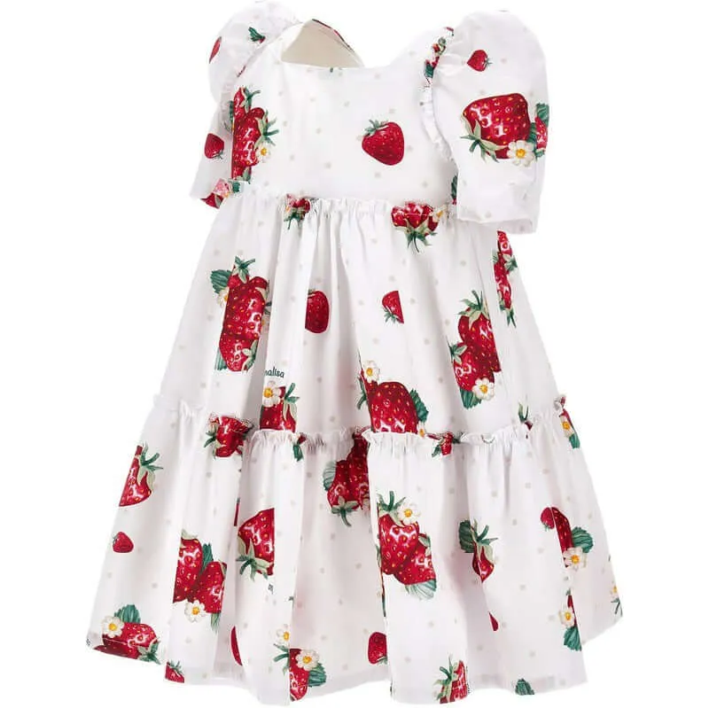 Girls Strawberry Poplin Dress