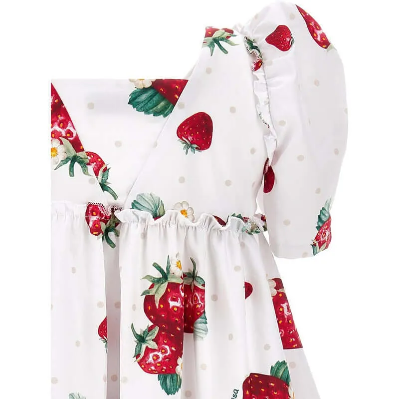 Girls Strawberry Poplin Dress