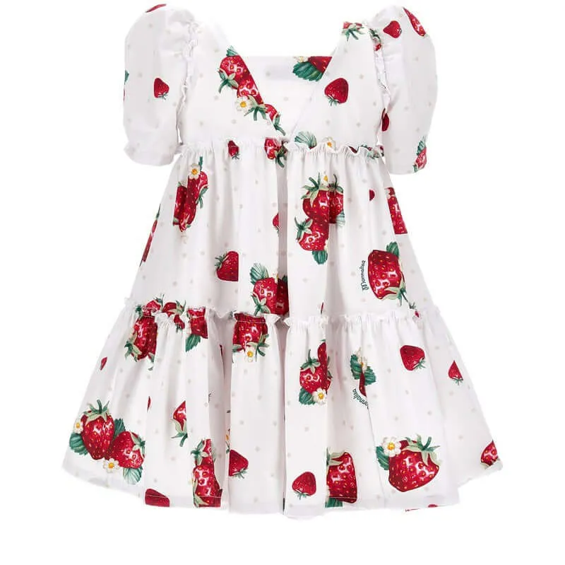 Girls Strawberry Poplin Dress