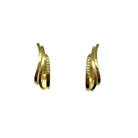 Gold and CZ Huggie Earrings