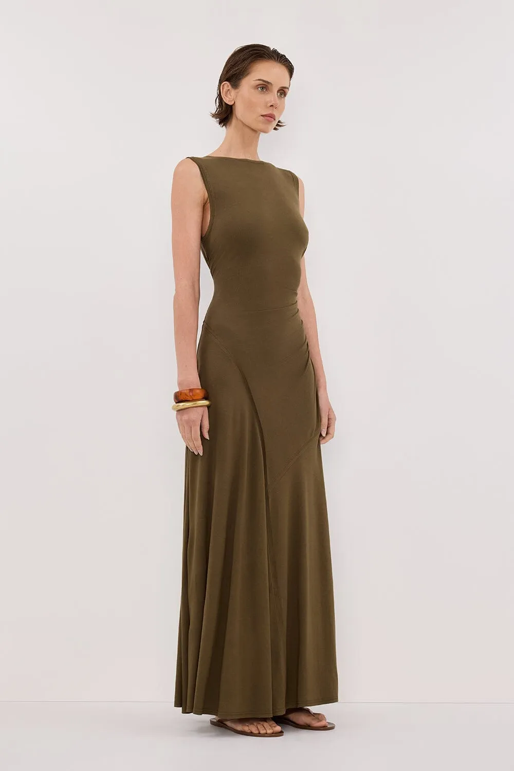 HADLEY OLIVE SLEEVELESS KNIT MAXI DRESS - PRE ORDER