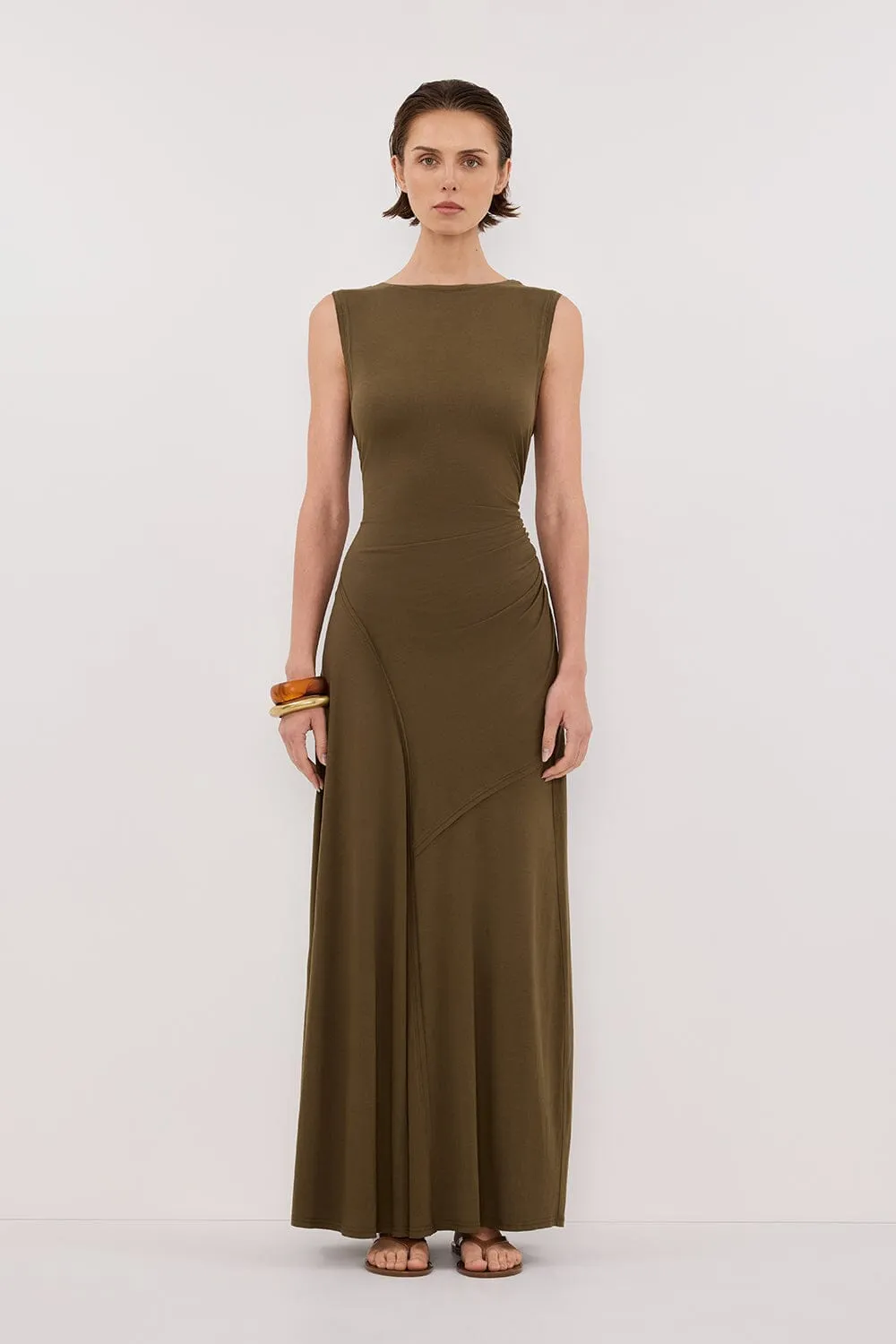 HADLEY OLIVE SLEEVELESS KNIT MAXI DRESS - PRE ORDER