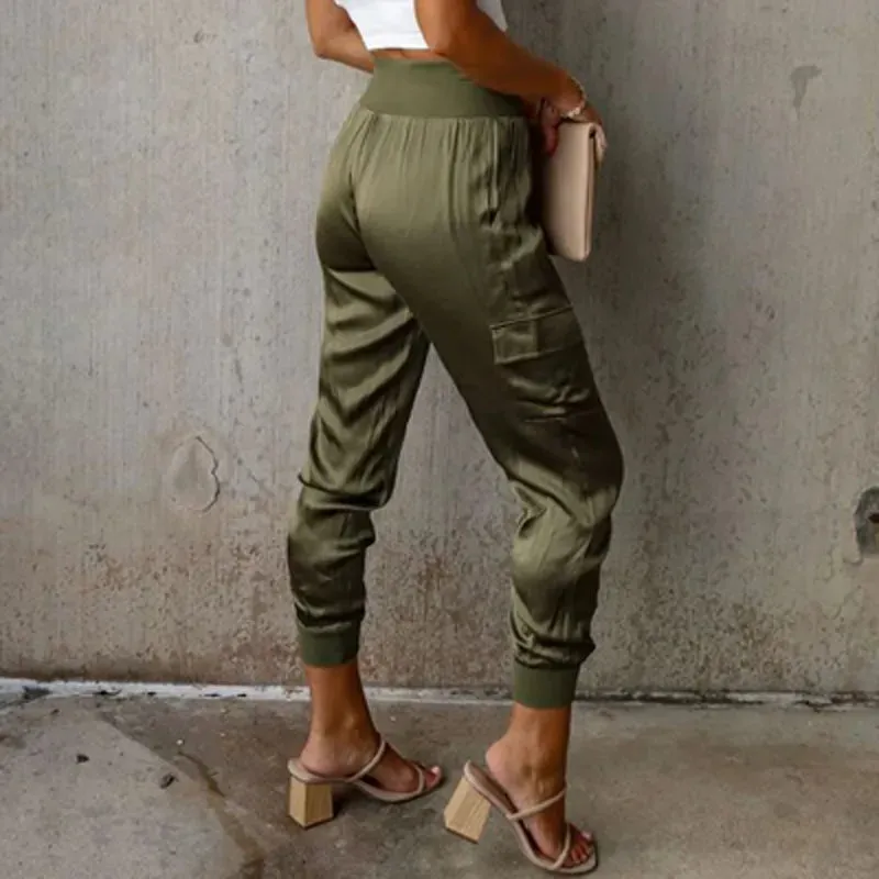 High-Waisted Slim Cargo Office Pants: Stylish and Practical