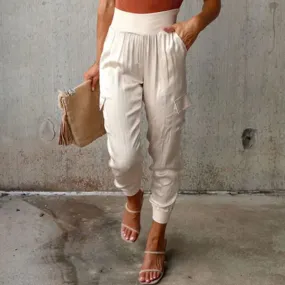 High-Waisted Slim Cargo Office Pants: Stylish and Practical
