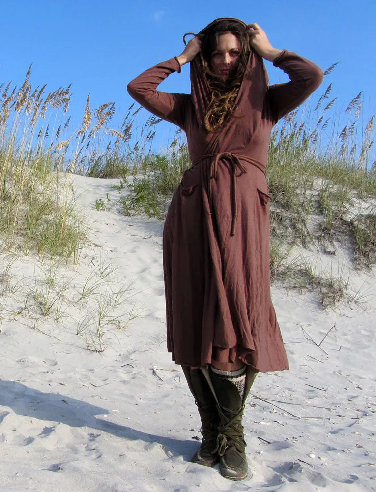 Hooded Perfect Pockets Belted Below Knee Cardigan