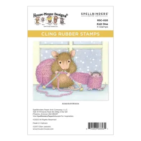 House Mouse Cling Rubber Stamp Knit One*