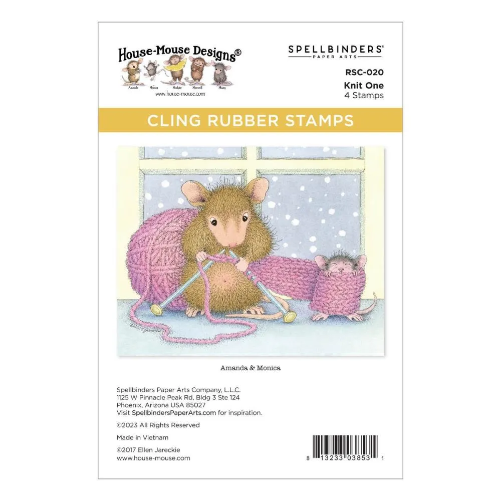 House Mouse Cling Rubber Stamp Knit One*