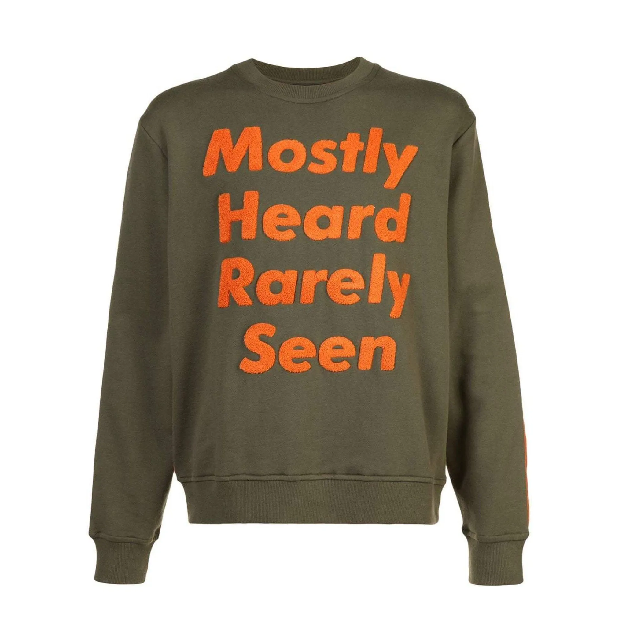 HYBRID NYLON QUILTED BACK CREW NECK ARMY GREEN