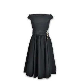 J. Peterman Women's Off The Shoulder Black Dress