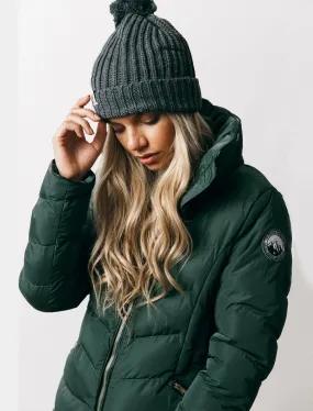 Jaboris Funnel Neck Quilted Coat in Dark Green - Tokyo Laundry