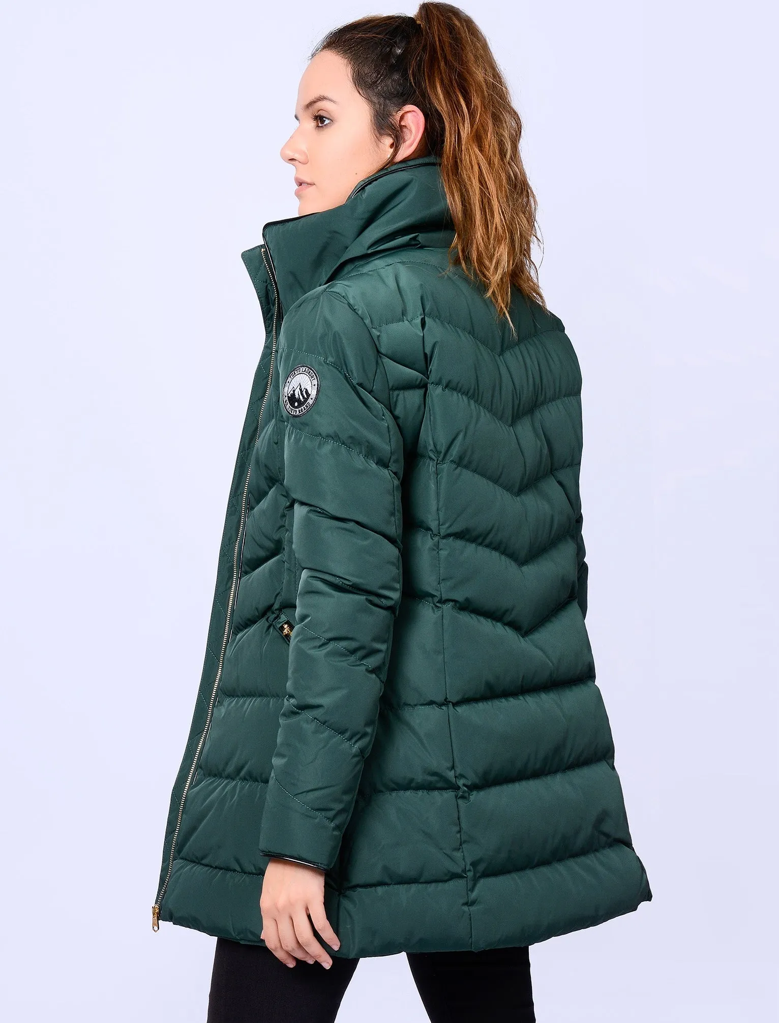 Jaboris Funnel Neck Quilted Coat in Dark Green - Tokyo Laundry