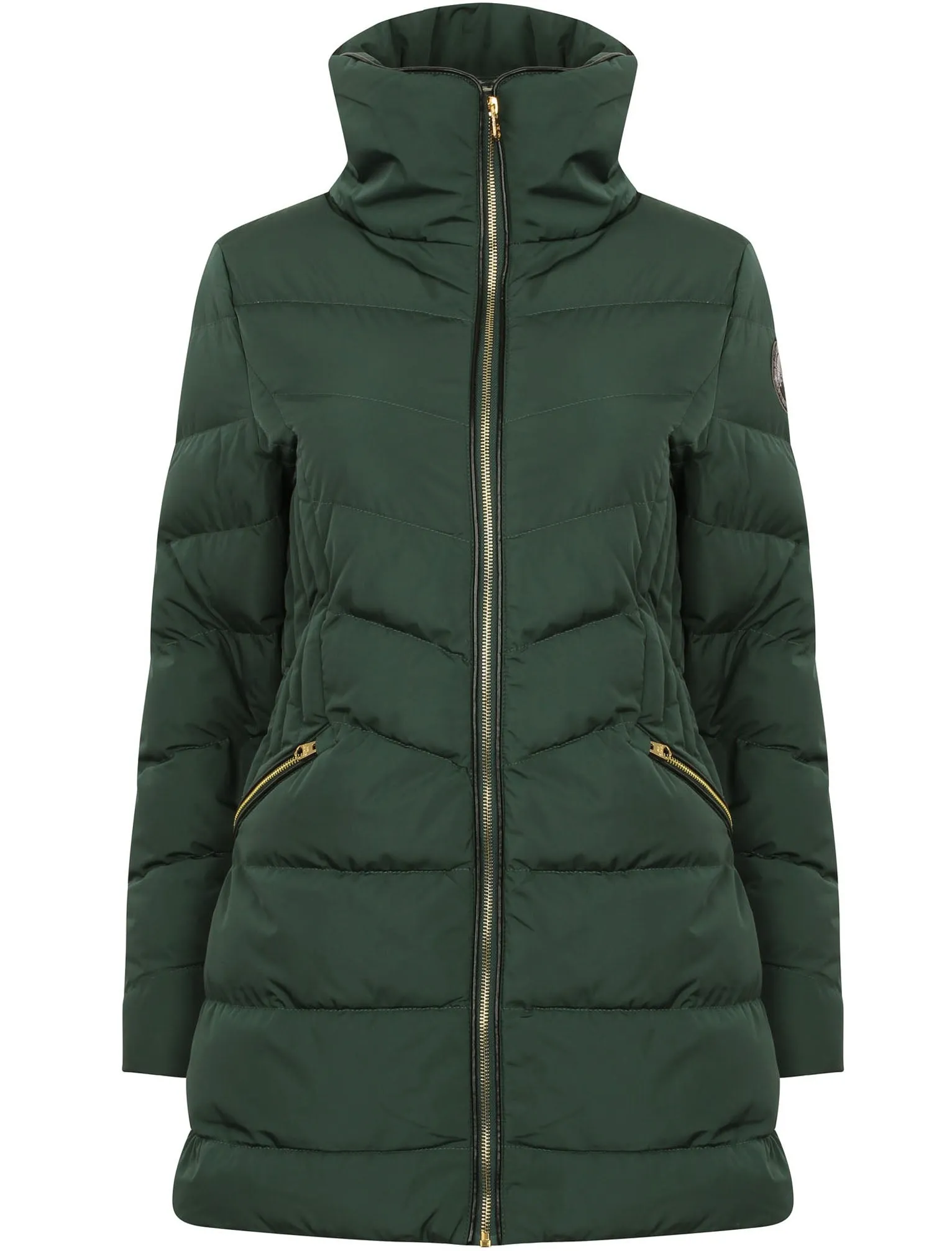 Jaboris Funnel Neck Quilted Coat in Dark Green - Tokyo Laundry