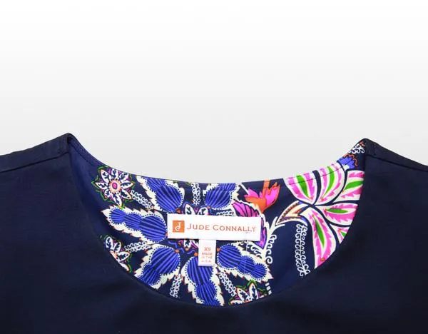 Jude Connally Beth Ponte Shift Dress in Dark Navy