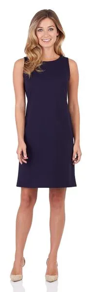 Jude Connally Beth Ponte Shift Dress in Dark Navy