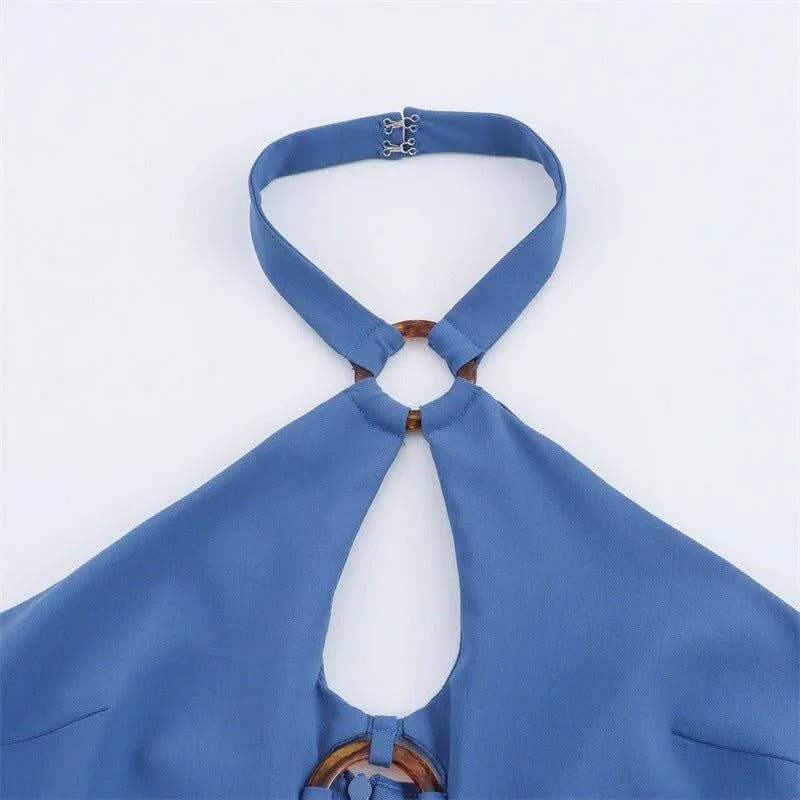 judy slim fit neck hanging collar mini dress