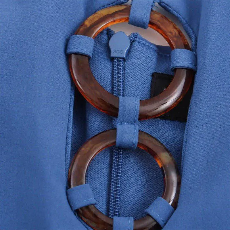 judy slim fit neck hanging collar mini dress