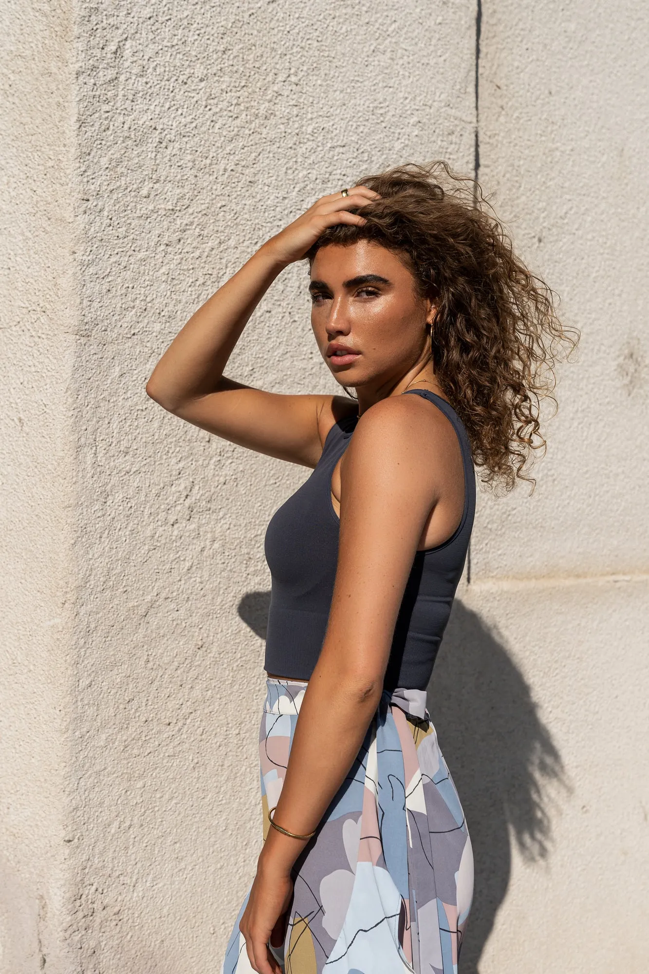 Kara Cropped Tank in Blue - FINAL SALE