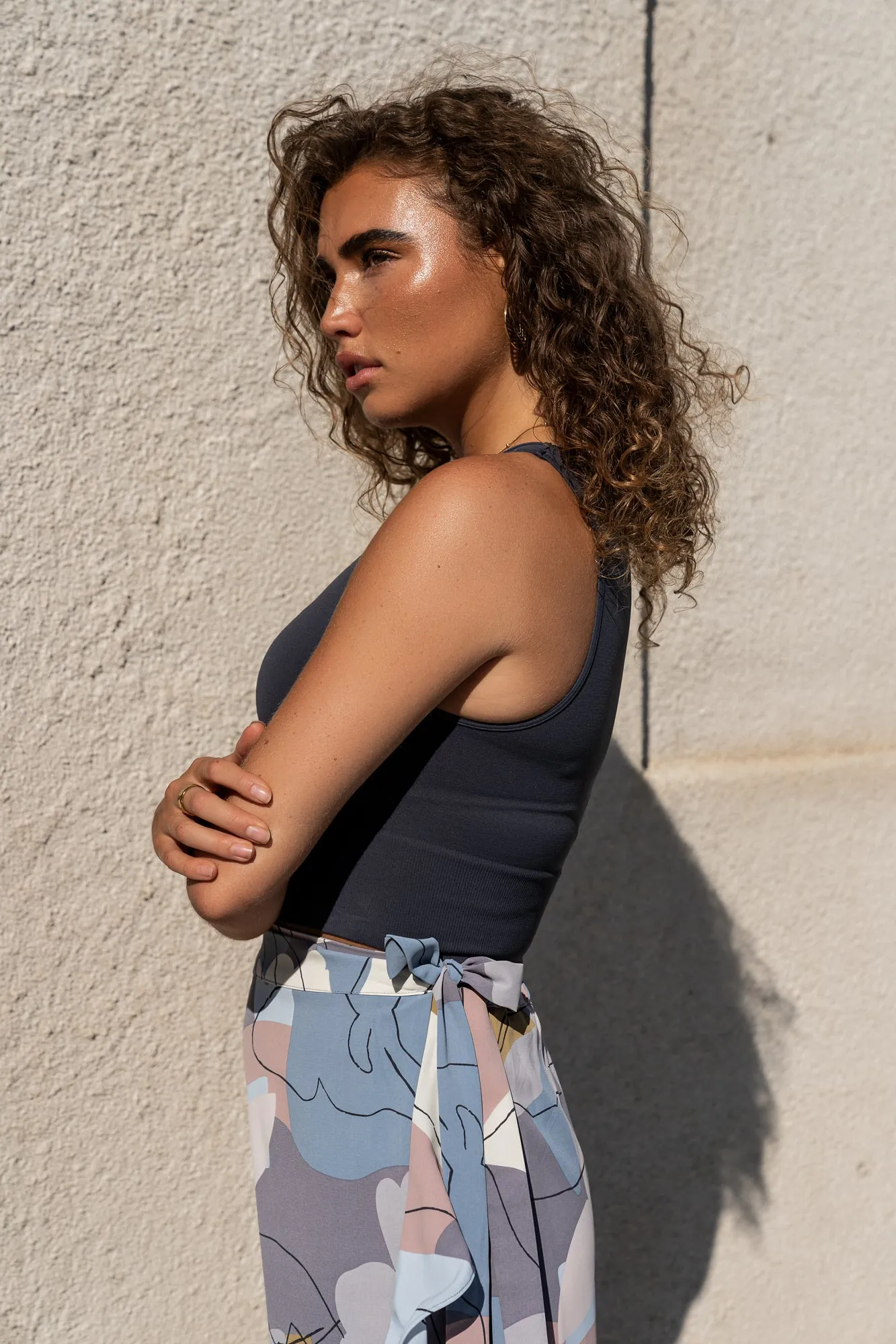 Kara Cropped Tank in Blue - FINAL SALE