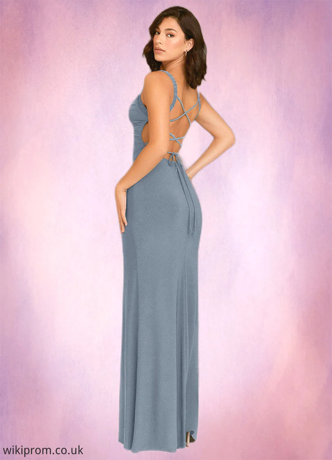 Karly Sheath Corset Luxe Knit Floor-Length Dress dusty blue SWKP0022719