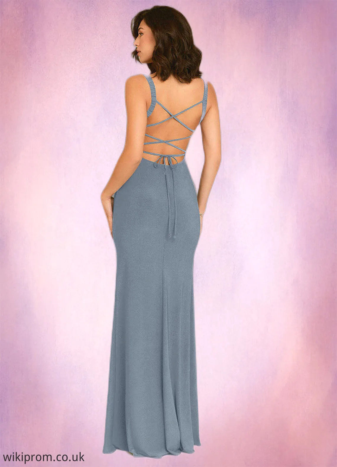 Karly Sheath Corset Luxe Knit Floor-Length Dress dusty blue SWKP0022719