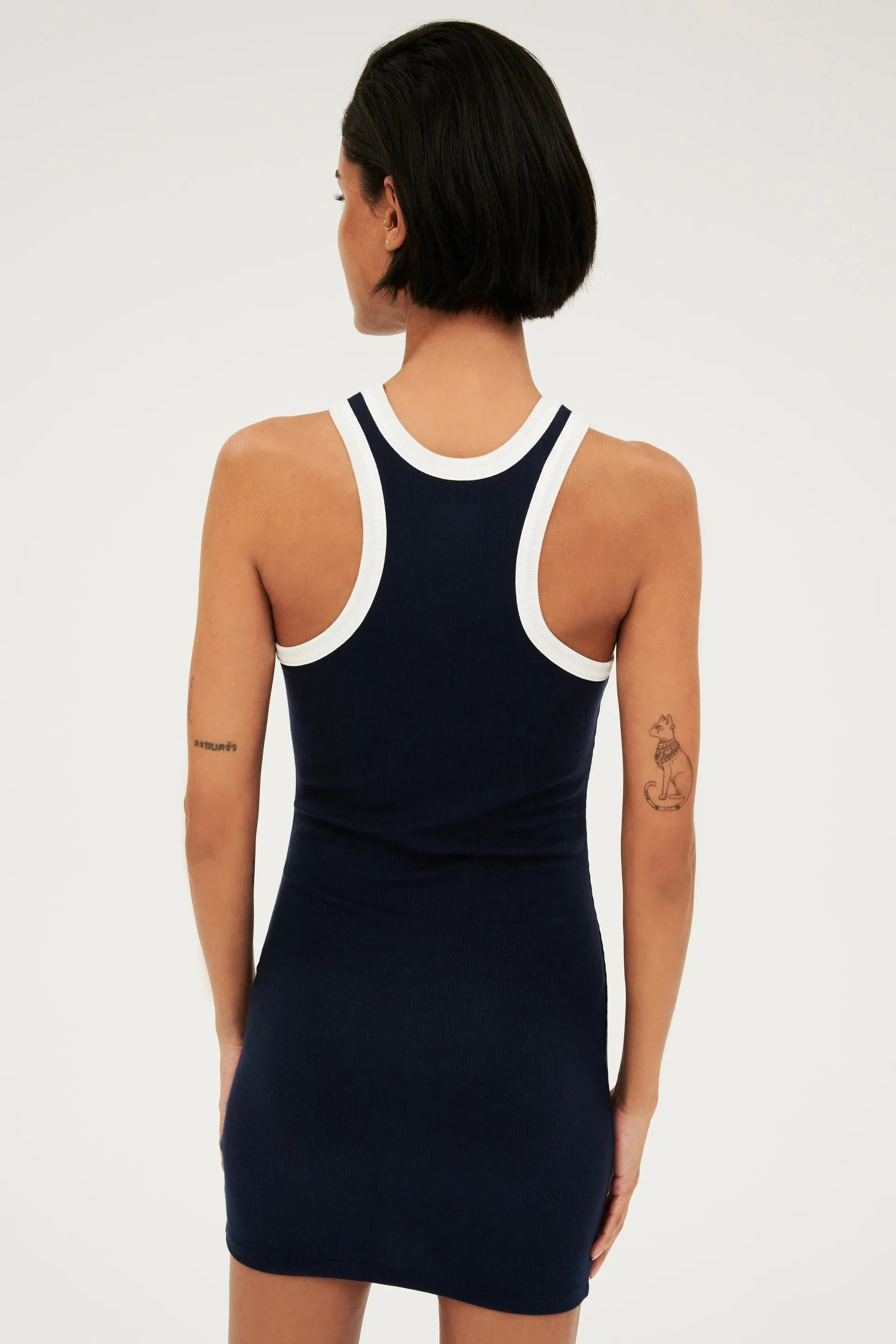 Kiki Rib Dress, Indigo/White