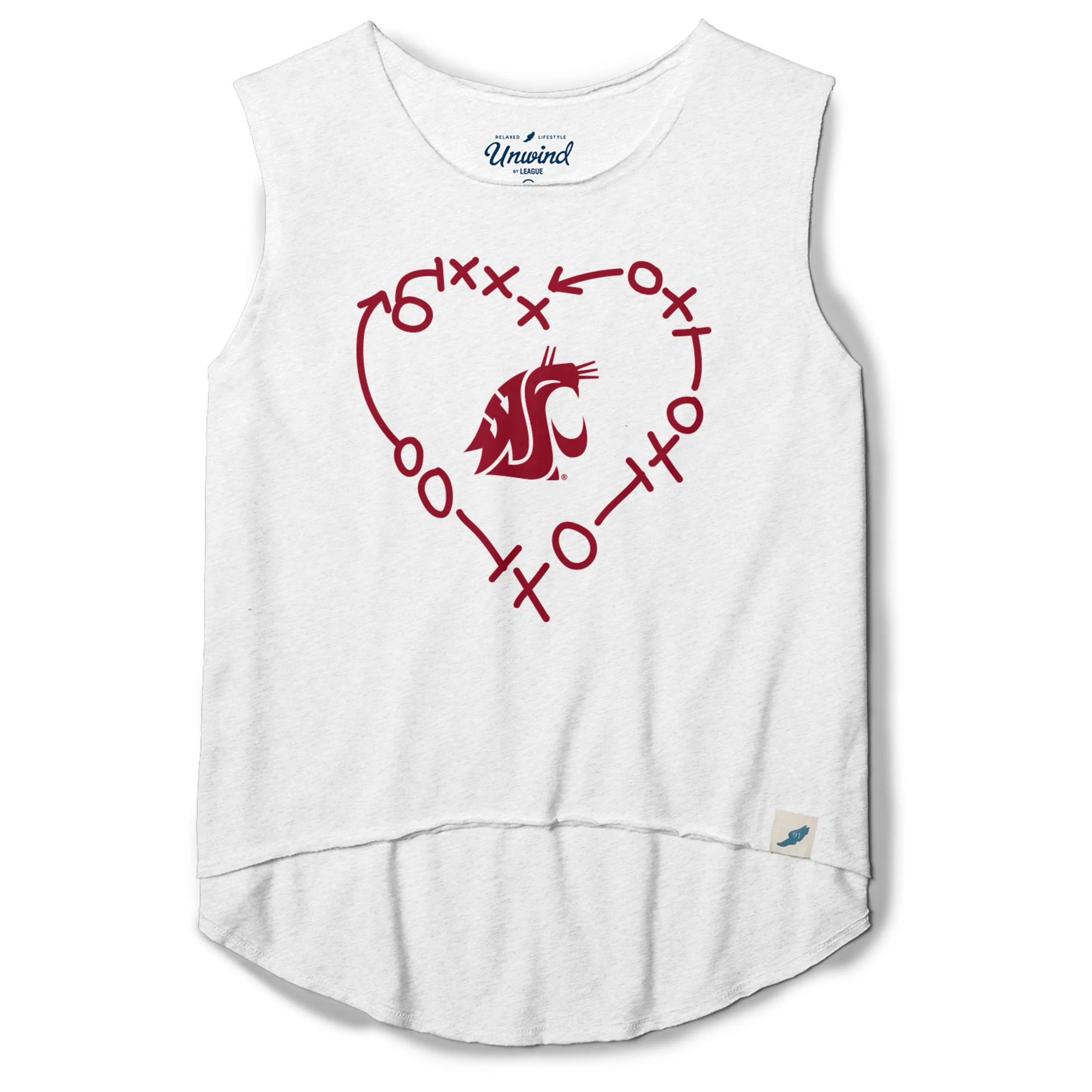 League Ladies White XO Heart Tank