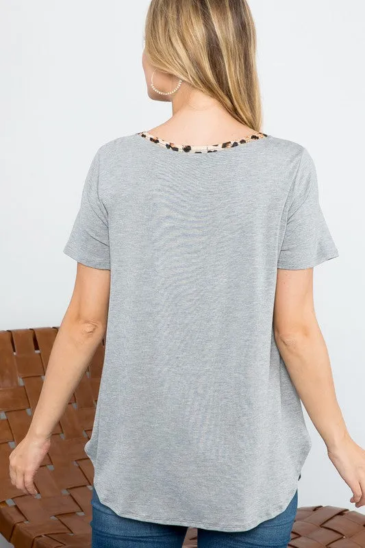 Leopard Cross Strap Pocket Everyday Tee