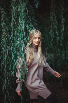 “Lilac” –  Wool  oversized long sweater | VÉJA
