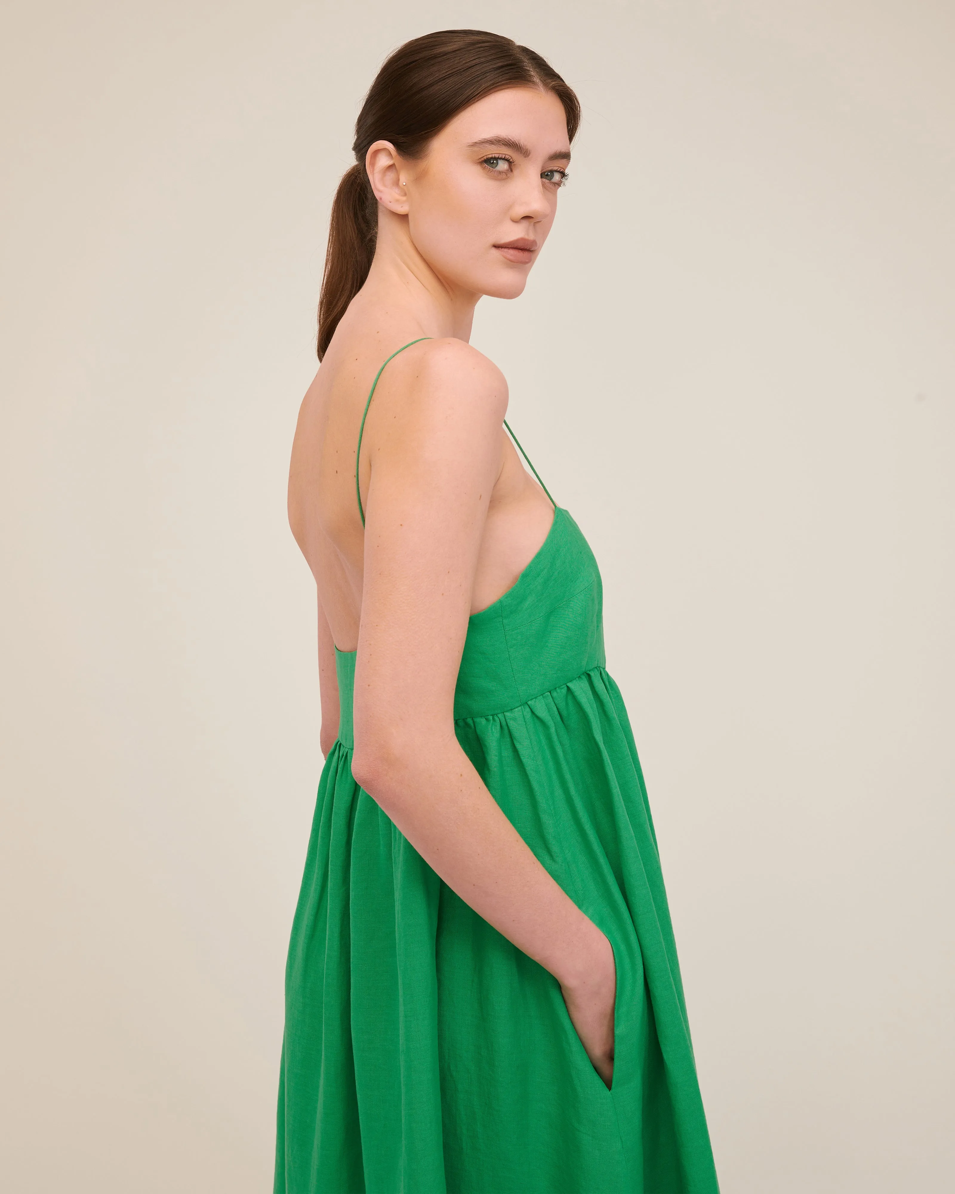 Linen Empire Maxi Dress