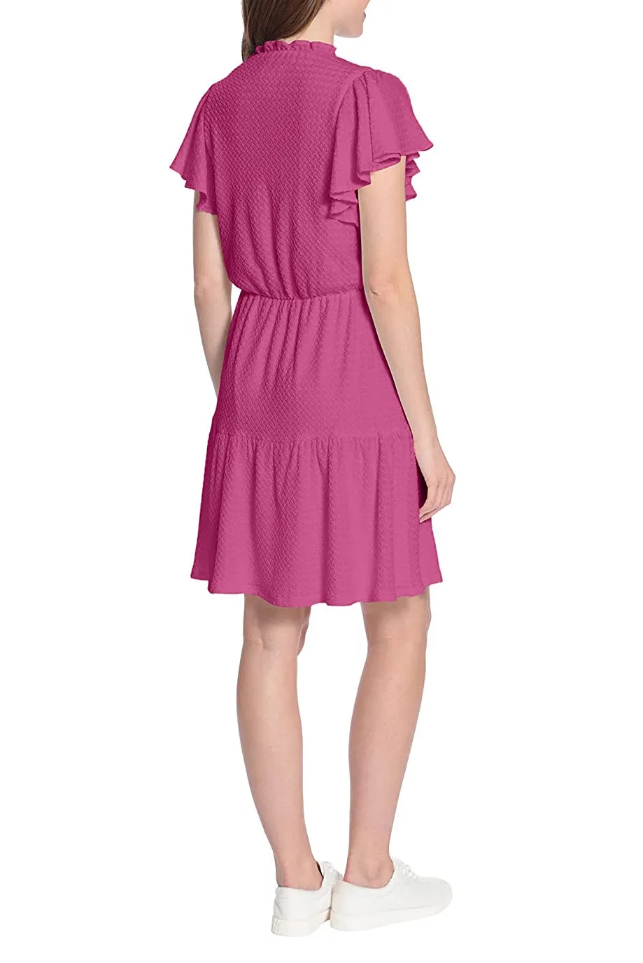 London Times V Neck Short Butterfly Sleeves Pull Over Short Jersey Dress
