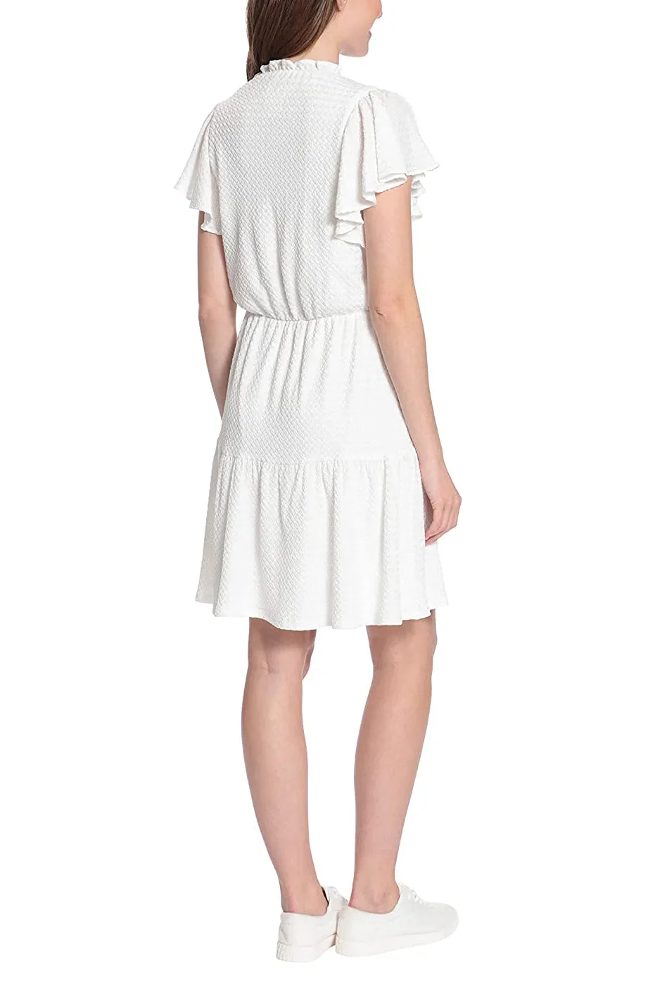 London Times V Neck Short Butterfly Sleeves Pull Over Short Jersey Dress