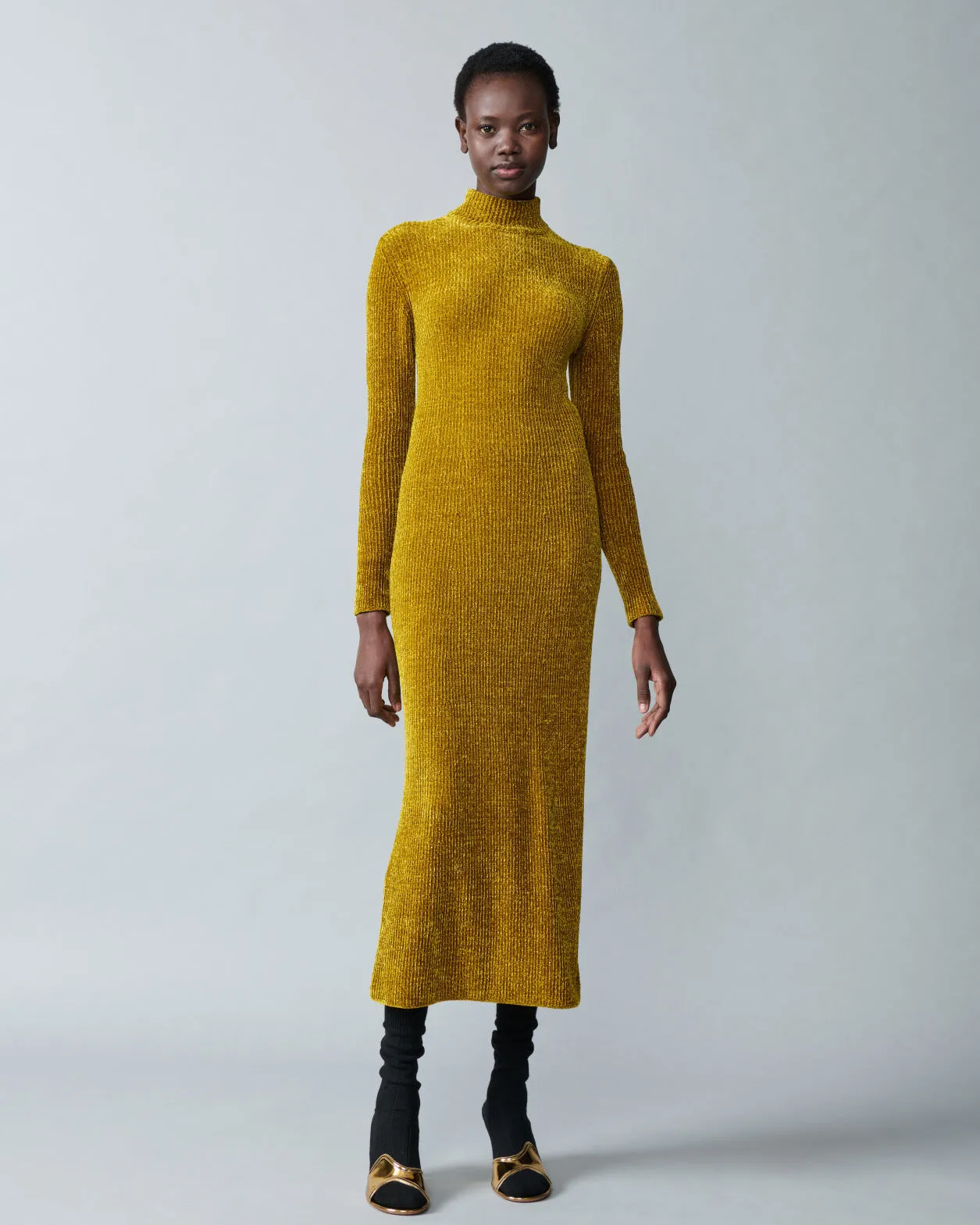Long Sleeve Chenille Rib Tube Dress