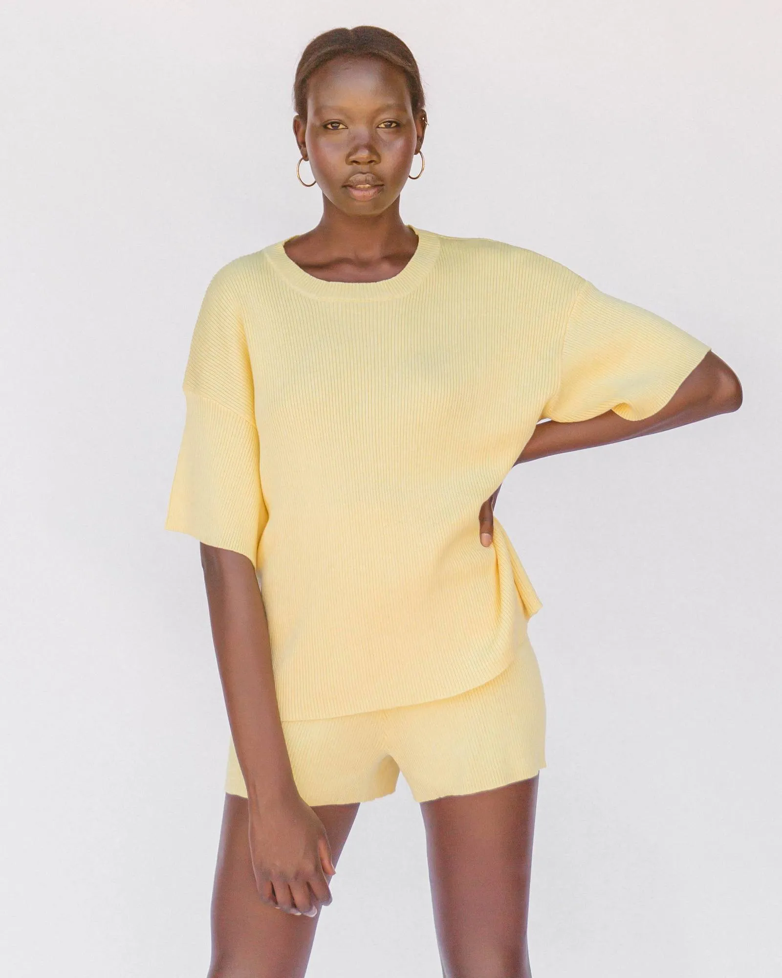 Lullaby Club Alex Knit Shorts - Lemon *FINAL SALE*