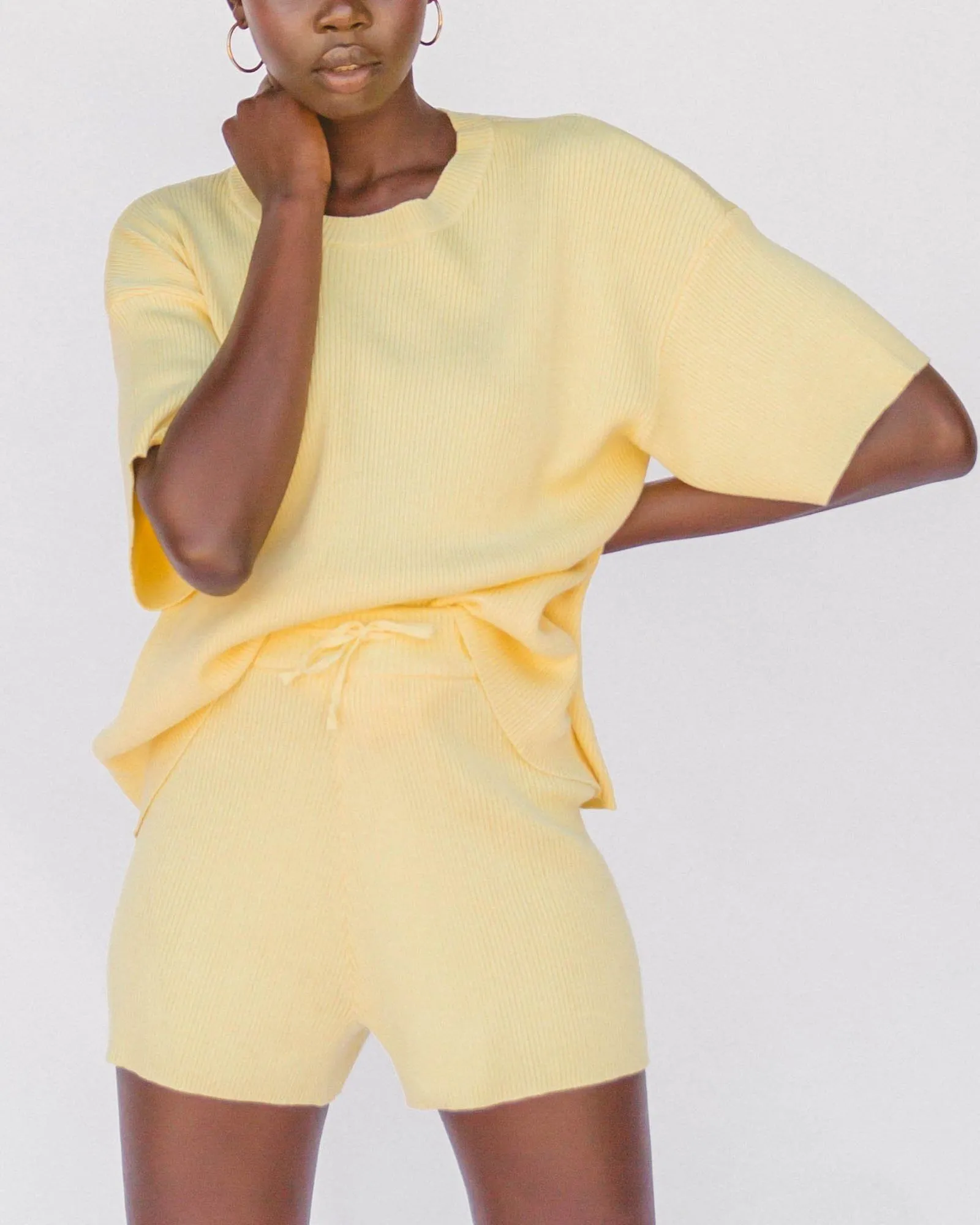 Lullaby Club Alex Knit Shorts - Lemon *FINAL SALE*