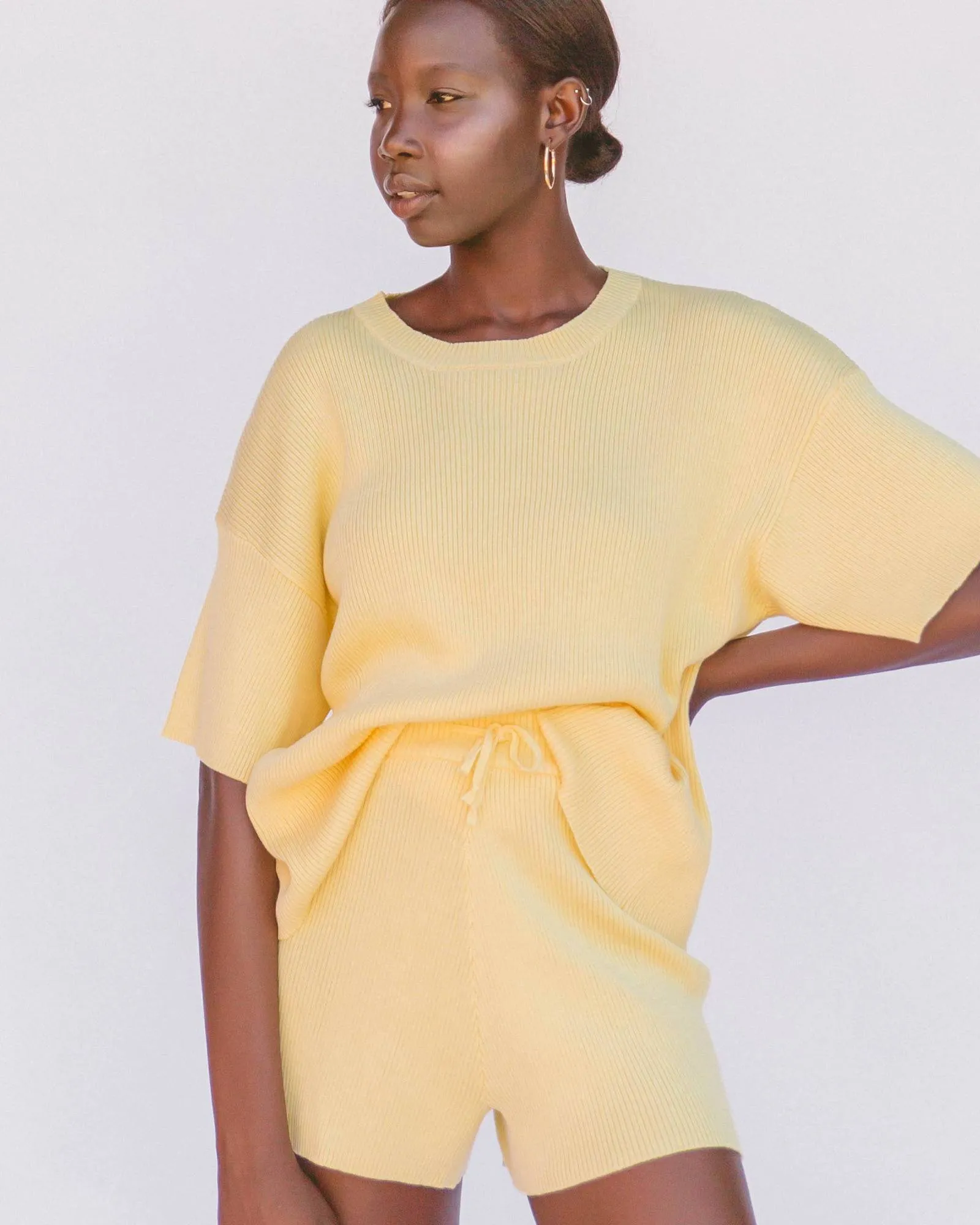 Lullaby Club Alex Knit Shorts - Lemon *FINAL SALE*