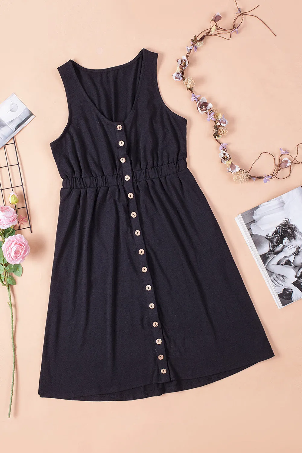 Magic Dress Sleeveless Button Down Mini Dress